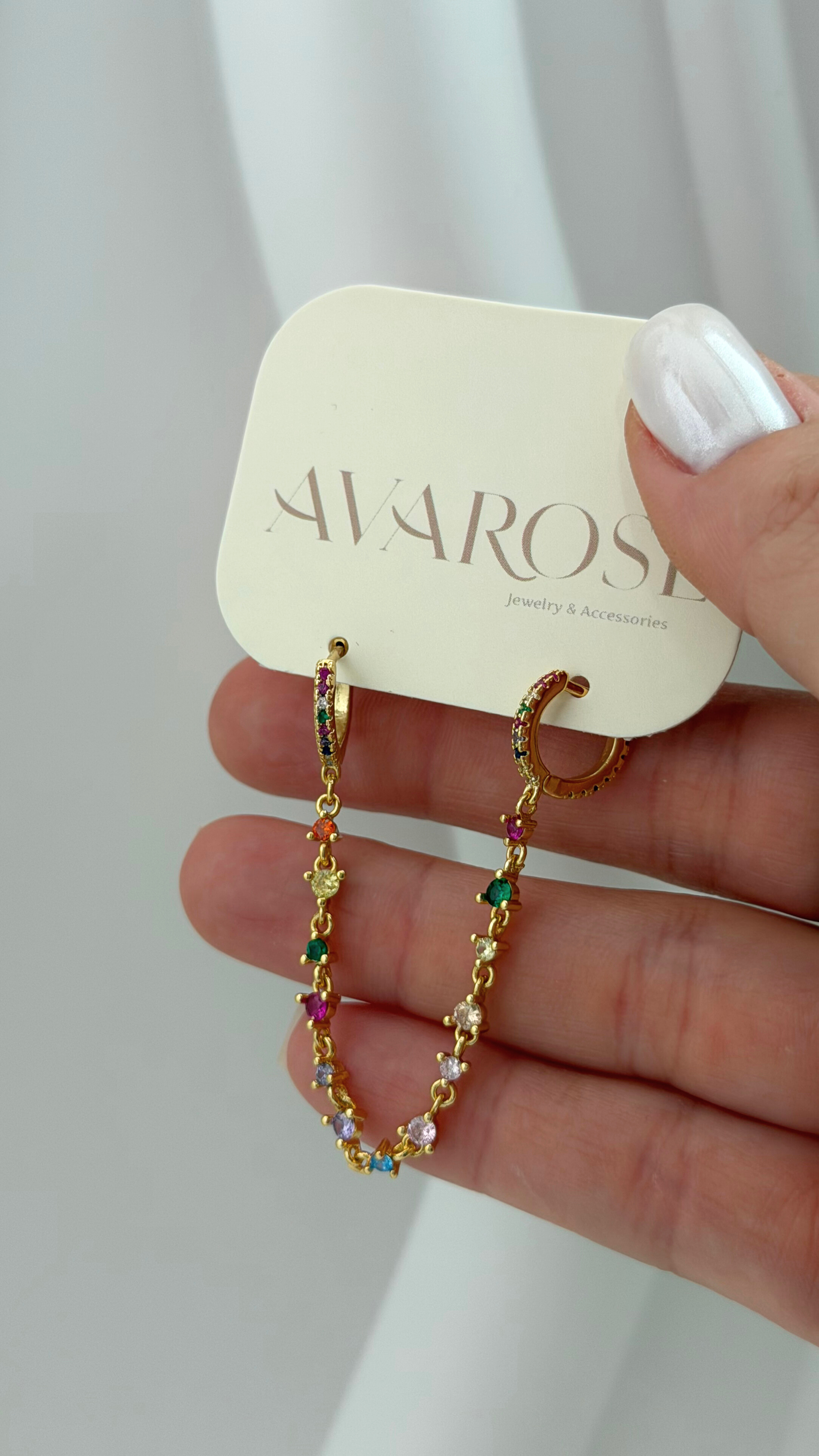 Rainbow Drop Hoop Earrings (Sold individually)