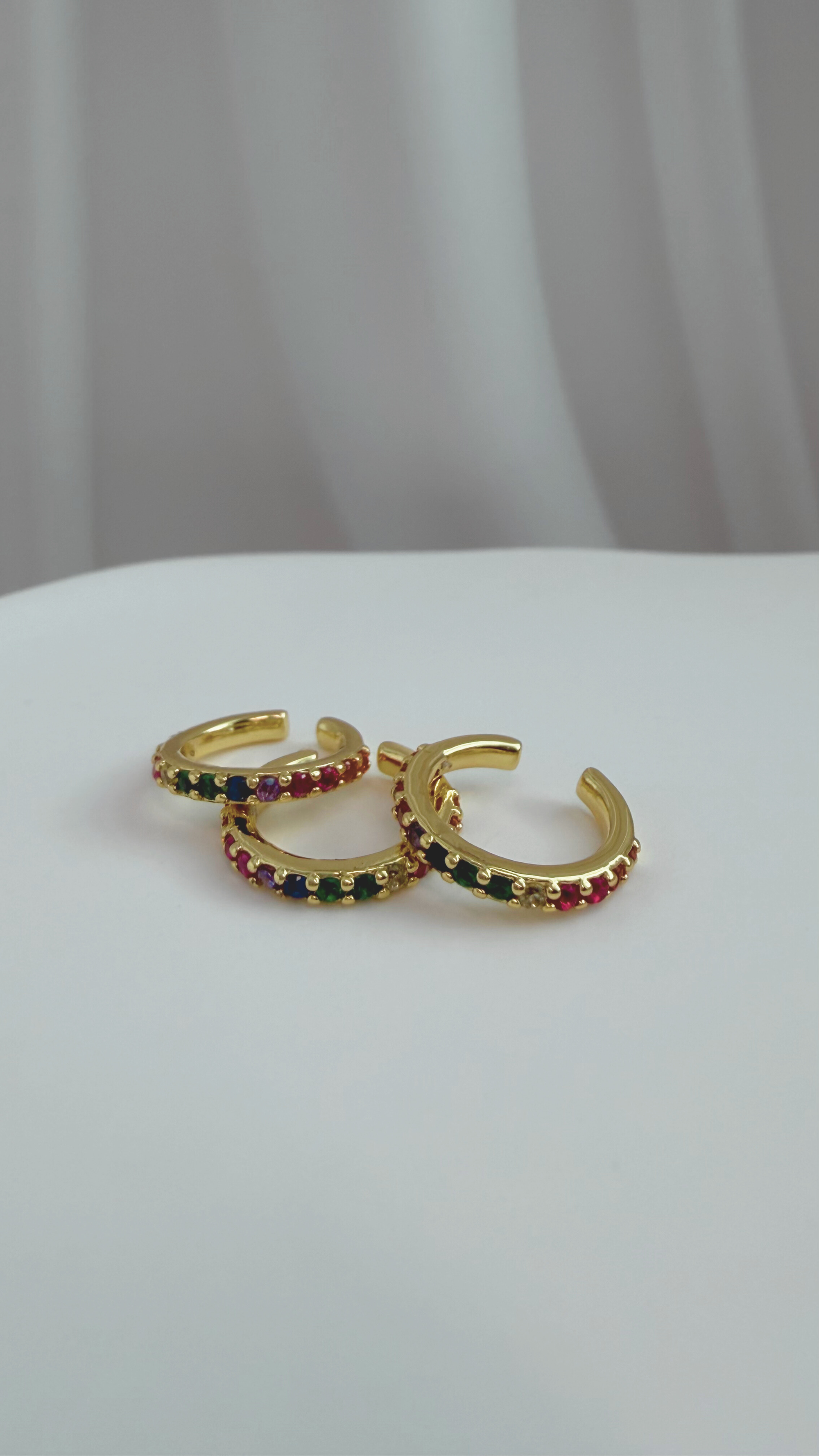 Rainbow Crystal Ear Cuff